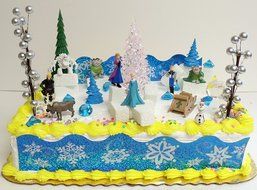 Frozen 23-Piece Elsa and Anna Birthday Cake Topper Set, Contrasting Spring Arendelle with Frozen Arendelle N5
