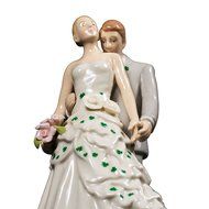 Shamrock Bride and Groom White Porcelain Wedding Cake Topper - 6 N4