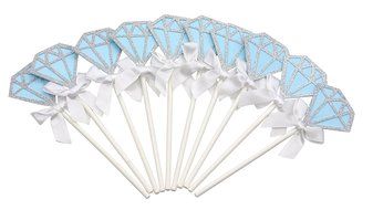 PuTwo 20 Counts Wedding Cake Decorating Frozen Cupcake Toppers Toothpicks, Sliver/Blue/Snow N79