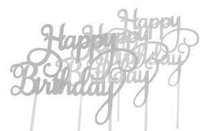 PuTwo 20 Counts Wedding Cake Decorating Frozen Cupcake Toppers Toothpicks, Sliver/Blue/Snow N85