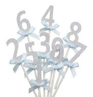 PuTwo 20 Counts Wedding Cake Decorating Frozen Cupcake Toppers Toothpicks, Sliver/Blue/Snow N86
