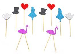 PuTwo 20 Counts Wedding Cake Decorating Frozen Cupcake Toppers Toothpicks, Sliver/Blue/Snow N89