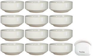 ITI Ceramic Stackable Baking Ramekins / Condiment Sauce Cups with Pan Scraper, 3.5 Ounce (6-Pack, Pure White) N4