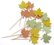 PuTwo 20 Counts Wedding Cake Decorating Frozen Cupcake Toppers Toothpicks, Sliver/Blue/Snow N92