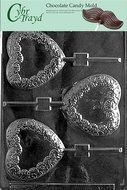 Cybrtrayd V094 Heart with Flowers Lolly Valentine Chocolate Candy Mold