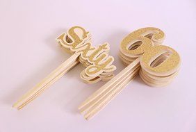 All About Details Gold Sixty Cupcake Toppers, Set of 12 N2
