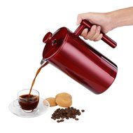 VonShef Red Double Wall Keep Warm Satin Polished Stainless Steel French Press Cafetiere Coffee Filter includes... N6