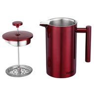VonShef Red Double Wall Keep Warm Satin Polished Stainless Steel French Press Cafetiere Coffee Filter includes... N7