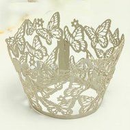 12pcs Butterfly Cupcake Muffin Wrapper Wrap Case Wedding Birthday Anniversary Celebration (Silver) N5