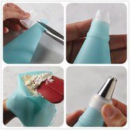 Cake Decorate Tool,3 Sizes Reusable Silicone Cake Decorating Pastry Bags with 3 Couplers N3