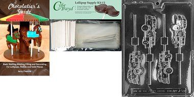 Cybrtrayd J053 Fire Truck Lolly Chocolate Candy Mold with Exclusive Cybrtrayd Copyrighted Chocolate Molding Instructions N5