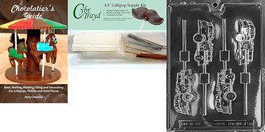 Cybrtrayd J053 Fire Truck Lolly Chocolate Candy Mold with Exclusive Cybrtrayd Copyrighted Chocolate Molding Instructions N6