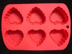 Red Silicone Heart-Shaped Muffin Pan