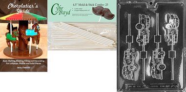 Cybrtrayd J053 Fire Truck Lolly Chocolate Candy Mold with Exclusive Cybrtrayd Copyrighted Chocolate Molding Instructions N7