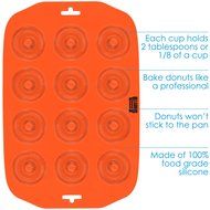Silicone Mini Donut Maker Baking Pan Tray - 12 Holes - Pure Food Grade Premium Non-Stick Silicon - Orange - Bake... N4