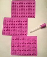 ROSE PINK 3 PACK - 150 COUNT - SILICONE GUMMY BEAR MOLDS WITH BONUS EASY APPLICATOR N2