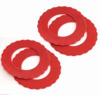 4 Set Mini Silicone Pie Pan Shields Red 5&quot; - 6&quot; Pies Protects Crust
