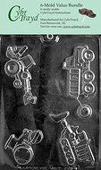 CybrTrayd J096-6BUNDLE Construction Vehicles Chocolate Candy Mold with Exclusive Copyrighted Chocolate Molding...