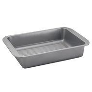 Farberware Nonstick Bakeware 10-Inch x 14-Inch Roaster with Built-In Rack, Gray N2