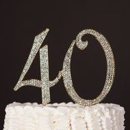 40 &amp; Fabulous Cake Topper for 40th Birthday Silver Metal Party Decoration Ideas (40 and Fabulous Silver) N10