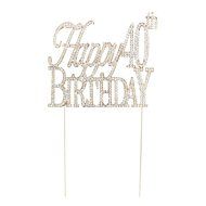 40 &amp; Fabulous Cake Topper for 40th Birthday Silver Metal Party Decoration Ideas (40 and Fabulous Silver) N12