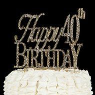 40 &amp; Fabulous Cake Topper for 40th Birthday Silver Metal Party Decoration Ideas (40 and Fabulous Silver) N13