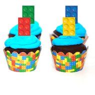 Building Blocks Cupcake Wrappers and Picks 24ct N3