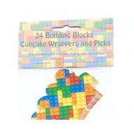 Building Blocks Cupcake Wrappers and Picks 24ct N4