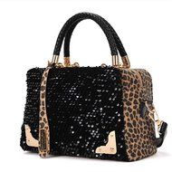 1 X Wisedeal Fashion Leopard Sequined Ladies Women Shoulder Messenger Bag Handbag Tote Purse N52