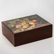 Beautiful Wooden Lacquer Box. Still Life Tea Bag Storage Box. N2