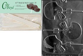 Cybrtrayd 45St25-S063 Football Helmet Lolly Sports Chocolate Candy Mold with 25-Pack 4.5-Inch Lollipop Sticks