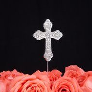 LOVENJOY Gift Box Pack Cross Rhinestone Crystal Cake Top Topper for Wedding Religious Baptism Christening First... N2