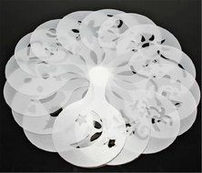 HAKSEN 16 PCS Plastic Coffee Latte Garland Mould Printing Model Template Pad Duster Spray Cappuccino Fancy Coffee... N2