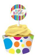 Creative Converting 12 Count Cupcake Wrappers with Picks, Bright and Bold Birthday N2