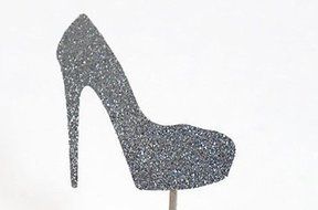 Silver Glitter High Heel Cupcake Toppers-10 Pieces for Birthdays/Bachelorette/Bridal Shower
