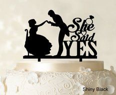 She Said Yes Wedding Cake Topper Custom Name Cake Topper Color Option Available 6&quot;-7&quot; Inches Wide N7