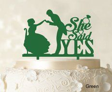 She Said Yes Wedding Cake Topper Custom Name Cake Topper Color Option Available 6&quot;-7&quot; Inches Wide N9