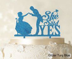 She Said Yes Wedding Cake Topper Custom Name Cake Topper Color Option Available 6&quot;-7&quot; Inches Wide N10