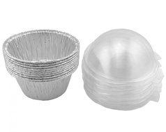 Aluminum Foil Mini Baking Cups 3 1/8" For Muffin Cupcake Custard Baking Bake With Dome Lid 20 Sets N2
