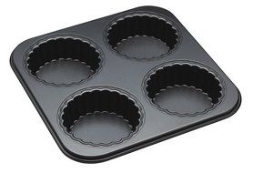 Master Class Non-Stick Four Hole Fluted Tartlet Pan With Loose Bases