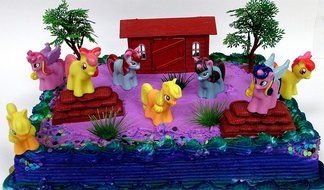 12 Piece PONY PALS Birthday Cake Topper Set Featuring Pony and Friends Characters and Decorative Themed Accessories N3