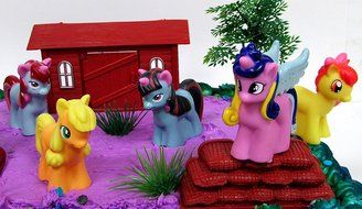 12 Piece PONY PALS Birthday Cake Topper Set Featuring Pony and Friends Characters and Decorative Themed Accessories N4