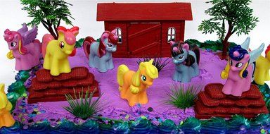 12 Piece PONY PALS Birthday Cake Topper Set Featuring Pony and Friends Characters and Decorative Themed Accessories N5