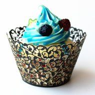 Sorive &reg; Pack of 120 Black Cupcake Wrappers Filigree Artistic Bake Cake Paper Cups Little Vine Lace Laser Cut... N2