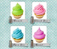 Cupcake Decorating Tip Set by Love2bake - Classic Extra Large Stainless Steel Decorating Tips - Closed Star -... N5
