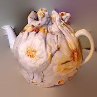Teapot Cozy with Yellow and White Flowers on silver for 5-8 cup teapot #409 N3