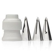 ATECO 4 PIECE CAKE DECORATING TIP SET RUFFLE TIPS 030 040 070 &amp; PLASTIC COUPLER N2