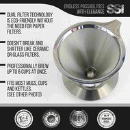 Pour Over Coffee Filter Dripper Kit with Bonus 2 Tablespoon Scoop - All High Quality Stainless Steel Cone Paperless... N3