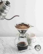 Pour Over Coffee Filter Dripper Kit with Bonus 2 Tablespoon Scoop - All High Quality Stainless Steel Cone Paperless... N4