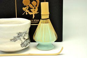Japanese Mino Yaki ware Matcha Bowl And Tea Ceremony Set Green Tea 11 / 11 / 8.5cm (4.3 / 4.3 / 3.3inch)[7363] N2